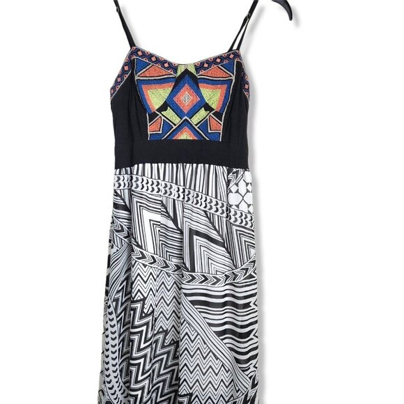 Flying Tomato Maxi Dress Spaghetti Strap Embroidery Black White‎ Size XS - Picture 4 of 11